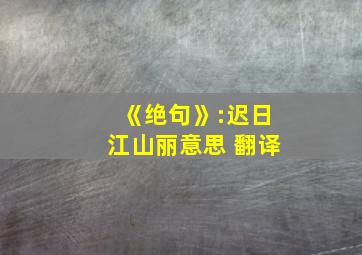 《绝句》:迟日江山丽意思 翻译